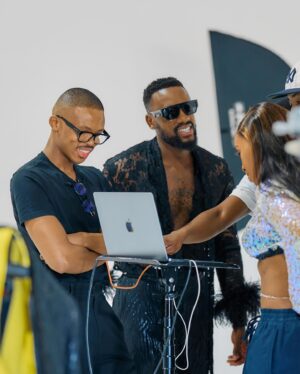 Bonko Khoza Instagram - BTS | Cover of @nounouche.online 19th Edition with @madlomo2 

Dressed by: @davidtlale 
📸 : @rageincproductions @cadapra.v