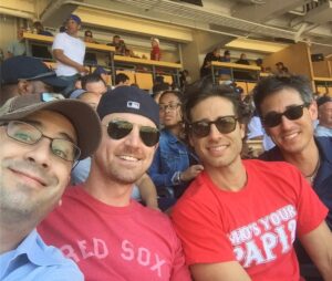 Brad Falchuk Instagram - Not a great game but fantastic company. #red sox #dodgerstadium