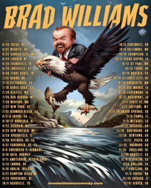 Brad Williams Instagram - I’m traveling via eagle all over the world this year! America, Canada, Denmark, Norway, Netherlands, UK, Ireland, Australia, and New Zealand! Head to BradWilliamsComedy.com and get your tickets!