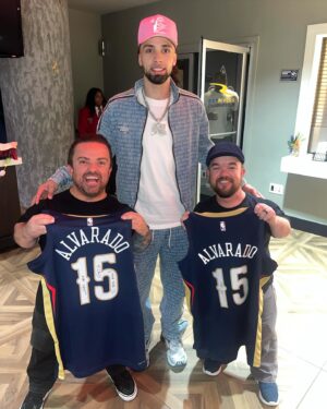 Brad Williams Instagram - Great win for the Pelicans tonight. Thanks to my new favorite player @TheRealGTA for giving me and @iamweeman signed bathrobes…I mean jerseys!
