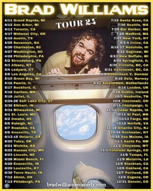 Brad Williams Instagram - Hopping in the overhead storage bin and touring the world! Head to BradWilliamsComedy.com, get tix, and join the worldwide party!