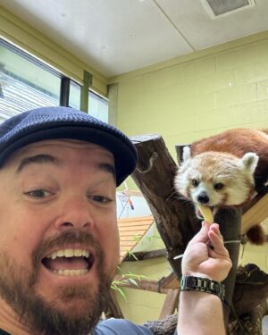 Brad Williams Instagram - Thank you to @ZooKnoxville for giving me a VIP tour before my show! It was awesome! Fed some red pandas, hung out with a 150 year old tortoise, and gave otters fish. The other patrons were probably staring at me like “they put the dwarfs in cages with the animals?”