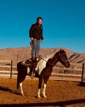 Brady Hepner Instagram - Go where you’re lookin, and look where you’re goin
•
📸- @danielocicero 
•
Thank you Ty for having me out to the ranch. A couple days of chaotic peace and a hell of a time to keep me in tune. Heels down