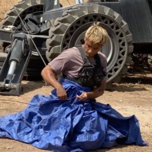 Brandon Perea Instagram - “NOPE” BTS Throwback. Post Jean Jacket attack ☁️🛸 Real dirt 😶‍🌫️