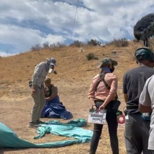 Brandon Perea Instagram - “NOPE” BTS Throwback. Post Jean Jacket attack ☁️🛸 Real dirt 😶‍🌫️