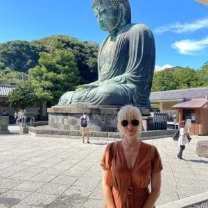 Brea Grant Instagram - Perfected the art of standing in front of a thing I was impressed with in Japan. 
Chigasaki, Kamakura, and Disney