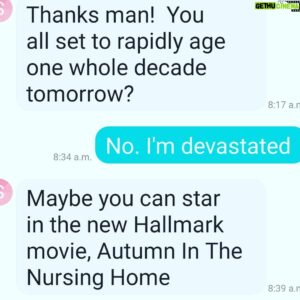 Brendan Penny Instagram - When you're about to turn 40 tomorrow,  and your best friend zings you. @hallmarkchannel #bestfriends