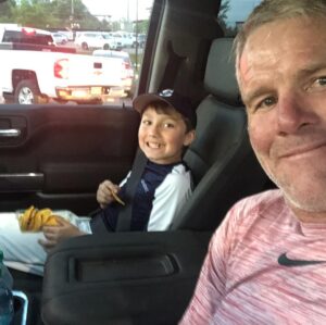 Brett Favre Instagram - 1 for 3 in our baseball game tonight.... No win,No hits but we did get nachos🤦‍♂️ love my lil buddy Parker