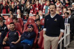 Brett Goldstein Instagram - Ted Lasso Episode 7 is out now on @appletv and it's written by Jane herself, the genius @phoebewalshx and it's a banger. No spoilers but judging by these pics, Roy takes his dog for a run, Roy, Beard and Ted try to play Sit, Lie, Stand and Roy does his best with ‘spider's bum’ in Pictionary. #tedlasso