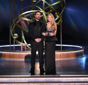 Brett Goldstein Instagram - What a fxxxing night! It does not get any less surreal to be at the Emmys. Saw friends, met heroes, got to present with my girl @junotemple and got to celebrate my boy @phildunster. Turns out not winning is also fun! THANK YOU @televisionacad. 

Photos by AP/Invision for the Television Academy, © Television Academy 

Styling by @rosefordestudio 
Grooming and vibes @kerrieurban 
Plus one by @momowelch