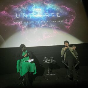 Brian Cox Instagram - Q&A with Maggie Aderin-Pocock this morning.  Discussing if there is intelligent life in the Universe, the James Webb space telescope and the new BBC Series "Universe".