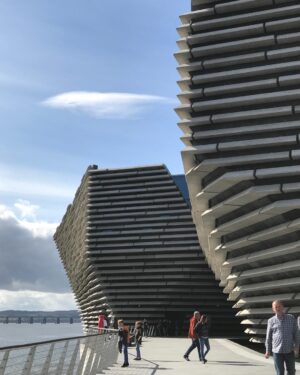 Brian Cox Instagram - An incredibly proud day in the life of my hometown. The opening of The V&A in Dundee.
A city that has made more than its shares of ups and downs during and beyond my lifetime. This is the most generous and exquisite space created by the Japanese architect Kengo Kuma. The most striking aspect of his design is the sheer generosity of its interior with its incredible openness of space, which for me symbolizes the openness of the Dundee folk. I found the whole experience surprisingly moving. To witness my hometown emerge as the city of creative endeavor for the 21st century.  That said, and because of the checkered history and inflictions the town and it’s inhabitants have suffered,  hopefully this moment in time will lead to the liberation of the hearts and souls of the citizens of my beloved city. They need and deserve it.