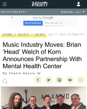 Brian 'Head' Welch Instagram - Thank you @variety 🙏❤️