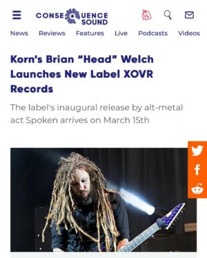 Brian 'Head' Welch Instagram - Thanks for the love  @revolvermag @consequenceofsound1000 @blabbermouthmusic @theprpmetalnews 
And many others 🔥
@spokenofficial @dose_of_adolescence @xovrrecords