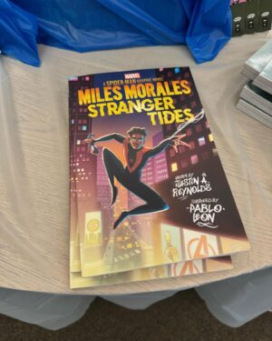 Brian Michael Bendis Instagram - Miles being SO present at my kids book fair made me so happy. #milesmorales #acrossthespiderverse #reading #read