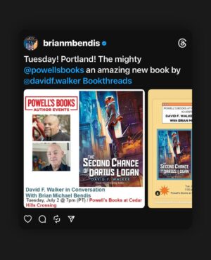 Brian Michael Bendis Instagram - Tonight! @davidf.walker @powellsbooks my friend has written a wonderful book. I can’t wait to hang out with him and talk about it. The story behind the book is as interesting as the book itself. Come celebrate one of the true good guys. @scholastic