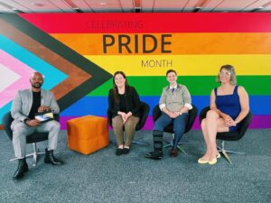 Brian Michael Smith Instagram - We’re celebrating #QueerAllYear here at Deloitte. 
I sat down with Deloitte employees to discuss the importance of creating an all inclusive work environment and LGBTQ  colleagues being seen and heard. 

It was amazing to sit down with Trans and Nonbinary employees of Deloitte and hear their stories. I even got to live out a game show host fantasy, by hosting a Pride version of Hollywood Squares with some staff! Steve Harvey look out, I’m coming for that game show spot! 

Thank you to everyone at @Deloitte for having me and celebrating the importances of #Pride all year long.