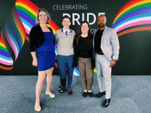 Brian Michael Smith Instagram - We’re celebrating #QueerAllYear here at Deloitte. 
I sat down with Deloitte employees to discuss the importance of creating an all inclusive work environment and LGBTQ  colleagues being seen and heard. 

It was amazing to sit down with Trans and Nonbinary employees of Deloitte and hear their stories. I even got to live out a game show host fantasy, by hosting a Pride version of Hollywood Squares with some staff! Steve Harvey look out, I’m coming for that game show spot! 

Thank you to everyone at @Deloitte for having me and celebrating the importances of #Pride all year long.