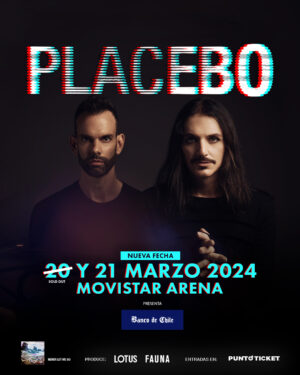 Brian Molko Instagram - PLACEBO LIVE - SANTIAGO, CHILE 2024 - second night added Thurs 21 March, 2024 - Movistar Arena, Santiago, Chile.
Tickets on general sale: 5th January 2024 - 12pm local time.