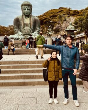 Brian Patrick Flynn Instagram - Lessons in scale and proportion, from Japan. Nao is 5’0, and I am 6’5. We have to project our voices up and down to one another nonstop. Also, when you greet someone here, remember to say konichiwa, not sayonara. Sayonara means goodbye whereas konichiwa means hello; the reason I’m aware of this is because I’ve been doing them both wrong in taxis for nine days. I know, I had ONE job. FML.