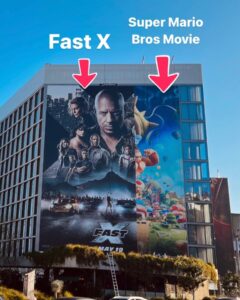 Brian Tyler Instagram - Wow my two movies on the same billboard!🤯Twice! @supermariomovie out now! #FastX up next! #supermariobrosmovie 💕
