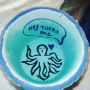 Bridgette Dunning Instagram - Decided to paint a ceramic cupcake today because #whynot #painting #heytherepal 🐙💕💕💕