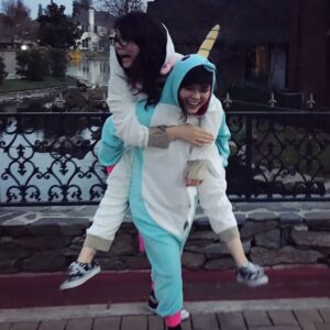 Bridgette Dunning Instagram - I got a Unicorn onesie for Christmas! @mewbert Thank you, I love it 😂🦄💕💕 #feelingmythical #feelingmyself #christmas2018