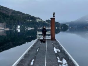 Brittany Allen Instagram - The breathtaking beauty of BC. 

w/ the crew - @colin_minihan , Mister and Kobe 

Swipe through to see the wise sage amongst us savouring it all - as he always does. ❤️