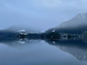 Brittany Allen Instagram - The breathtaking beauty of BC. 

w/ the crew - @colin_minihan , Mister and Kobe 

Swipe through to see the wise sage amongst us savouring it all - as he always does. ❤️
