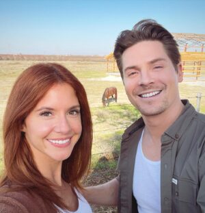 Brittany Underwood Instagram - Having a blast with my latest onscreen husband who just HAPPENS to already be one of my fav humans. 🥰 we get to shoot on a gorgeous farm with some awesome peeps! Feeling very lucky and blessed 🙏🏼 @robertpalmerwatkins