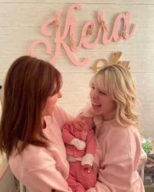 Brittany Underwood Instagram - I’m absolutely obsessed. One of my absolute favorite humans @krisalderson …created a whole entire other human…with another one of my favorites @crousore and I…could not…get…enough of her. She already has such a funny little personality and cracks us all up. 

So grateful I got to be there for some firsts, her first time rolling over, her first bday (one month lol) celebration, just so special. 

Had the best time meeting this little nugget. Kristen, you are already SUCH an amazing mother and I’m so insanely proud of you. From playing your best friend during your on screen teen pregnancy with Hope to being there for you to actually have your first child is so insane to me. You’re a rockstar. And Taylor, you are the best dad already. Love you guys so much. Already counting down till I can see you all again! And special shout out to @kathy_alderson who is just an absolute powerhouse of a mommy, granny and friend that always makes me feel the most at home and the most loved 💘💘💘what a special family. I’m so blessed. 

#onelifetolive #starrandlangston