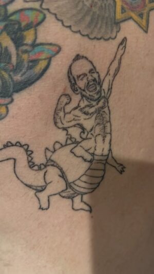 Bryan Callen Instagram - My friend Kern Walden aka @mr_wheel_your_girl understands the power of the Man-Dragon and the magic one enjoys from such a sacred marking. Artwork by: @ericsauertattoo 
#mandragon #tattoo