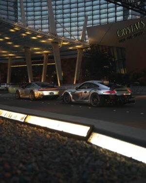 Bryan Craig Instagram - it may look like a video game… but it’s me @chris.fren @peterpulai @austin7219 driving these gorgeous gt3s through Las Vegas repping @ipeofficial_ @nitron_suspension @aero_werkz 📸 by : @pulai.photo