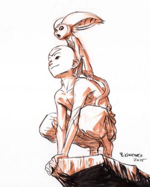 Bryan Konietzko Instagram - An old Inktober sketch from 2015. 🧡 #aang #momo #inktober