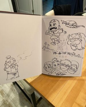 Bryan Konietzko Instagram - Here’s the next signed/doodled item I’ll be contributing to the upcoming @santedorrescue charity auction. Stay tuned… 🌈💙✨#avatarthelastairbender #animalrescue #charityauction