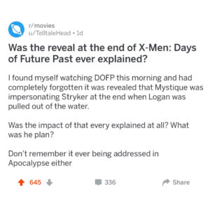 Bryan Singer Instagram - Cast of #Xmen #xmendaysoffuturepast  In our mini theater.  I caught your question on #reddit I have to be honest, the idea to have #stryker ’s eyes turn yellow was added to the film very close to its completion. However I ended up liking it because it showed #mystique ’s path of secretly helping mutants. In that case #wolverine It is a path that continues into #xmenapocalypse