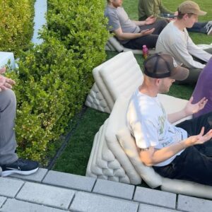 Bryant Wood Instagram - @directedbystro & @jessedueck requested that I visit and lead an activation for his influencer collaboration day.  A 10-minute meditation session can significantly improve the group’s overall connection and mental health. Take care of your people. 🤍
📸: @brah_itseric