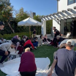Bryant Wood Instagram - @directedbystro & @jessedueck requested that I visit and lead an activation for his influencer collaboration day.  A 10-minute meditation session can significantly improve the group’s overall connection and mental health. Take care of your people. 🤍
📸: @brah_itseric