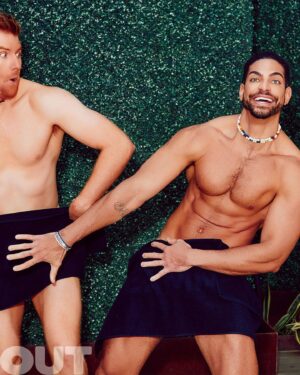 Bryce Eilenberg Instagram - T-minus seven days till you can get your paws on our #OutMagazine #PrideMonth issue featuring a Pit Crew pool party photoshoot! 💦 Here’s a sneak peek 👀 at some of the featured photos 🔥😎

You can find many of the accessories and apparel worn by @bryceeilenberg and @brunocalcantara at @realpridestore and @teamm8 ✨🌈

📸: @eastonschirra

#summer #poolparty #dragrace #allstars9 #pitcrew #photoshoot #photography #lgbtq #pride #queerjoy #lgbtqally #bestie #summeressentials #jonathangroff #coverstory