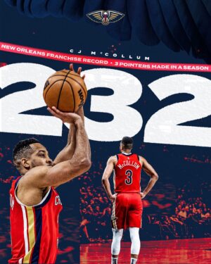 CJ McCollum Instagram - NEW RECORD:

@3jmccollum just set the #Pelicans record for 3’s in a season at 232 🫡