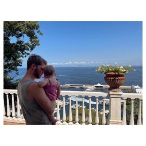 Caitlin McGee Instagram - What a privilege to have old friends, and be there for the big moments🩵 My heart is bursting seeing two of the great loves of my life get hitched this week in the most bonkers beautiful place I’ve ever been. Cheers Petey and Drew 🥂 Juni requests you bring back more burrata!