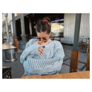 Caitlin McGee Instagram - I dropped no less than 7 bites on her head but still first brunch out was a great success! 🥯☕️🍳