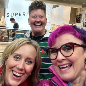 Cal Wilson Instagram - Having just a terrible time with two strangers who accosted me on the street. 
OR NOT. 
The first of many @superhiromelbourne hangs this festival with these beauts, @kirstywebeck and @theclairehooper (missing: @geraldinehickey). 
We all had lovely opening nights, and Lotus Root chips which is the best combination. 

Also saw @rose.y.bishop’s show Feral, which has bonkers hilarious stories and the best description of a greyhound I’ve ever heard. 

Here is another assortment of people you should absolutely see over the weekend: @chrisparker11, @jamesroque31 and @samishahdotcom 
(I was trying to do dudes with numbers at the end of their Instagram names, but Sami’s really ruined that) 

#MICF #MelbourneComedyFestival #StandUp #StandUpComedy #ComedyFestival 

(Image: a Close up of Claire, Cal and Kirsty, clustered closely, cheekily charming the camera. Ughh too much alliteration. The three of us, beaming into the camera outside our favourite haunt Superhiro. Behind Kirsty you can read the first half of the restaurant name - it says SUPER, and everything about it really was)