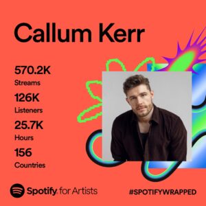 Callum Kerr Instagram - First year and first attempt at releasing music independently. Good start. Thanks to all those who listened so far. 

Got a little sidetracked with a few options in terms of deals. Decided to own my own music and stay independent. Time to step it up with the releases, lots more music next year 🙏🏼
