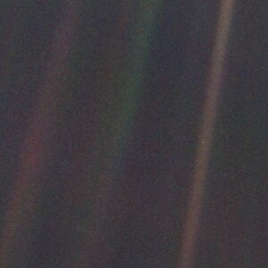Cameron Britton Instagram - The space probe, Voyager One, was 3.7 billion miles away from Earth, and took this. If you look real close in the vast nothingness, there is a pale blue dot in the last sun ray on the right. That’s us. After NASA took the picture, Carl Sagan wrote a speech about our pale blue dot, and I’m reminded that we are in a moment that will pass, and what really matters. #perspective #love #everything #us