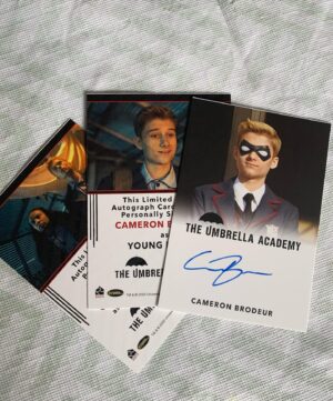 Cameron Brodeur Instagram - Apparently these are for sale now! You can pick up any of our cards online! #umbrellaacademy #tradingcards