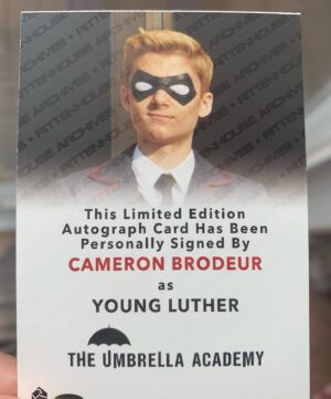 Cameron Brodeur Instagram - Apparently these are for sale now! You can pick up any of our cards online! #umbrellaacademy #tradingcards