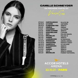 Camille Schneyder Instagram - Très heureuse de vous annoncer que l’aventure Versus continue et que je serai aussi présente en novembre, décembre lors des premières parties 🙌🏼 Et ouiii « des » premières parties car cette fois-ci, je serai accompagnée de ma @sola.officiel pour deux fois plus d’ambiance et deux fois plus de Belgique dans vos oreilles ❤️ Vous allez l’adorer 🔥 Hâte de vous rencontrer et de vivre encore de beaux moments avec toute l’équipe Versus ✨ Merci encore à @vitaa et @slimane pour ce cadeau et pour leur confiance ❤️
