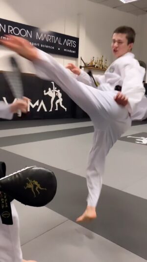 Carl Van Roon Instagram - Young James   @finn__kilmartin on the paddles tonight 💫 #vanroonmartialarts #taekwondo #kickboxing #mma #karate