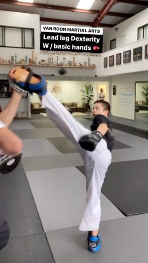 Carl Van Roon Instagram - Young James with the clean lead leg 🦵 #clean #lead #precise #accuracy #vanroonmartialarts #taekwondo #mma #kickboxing